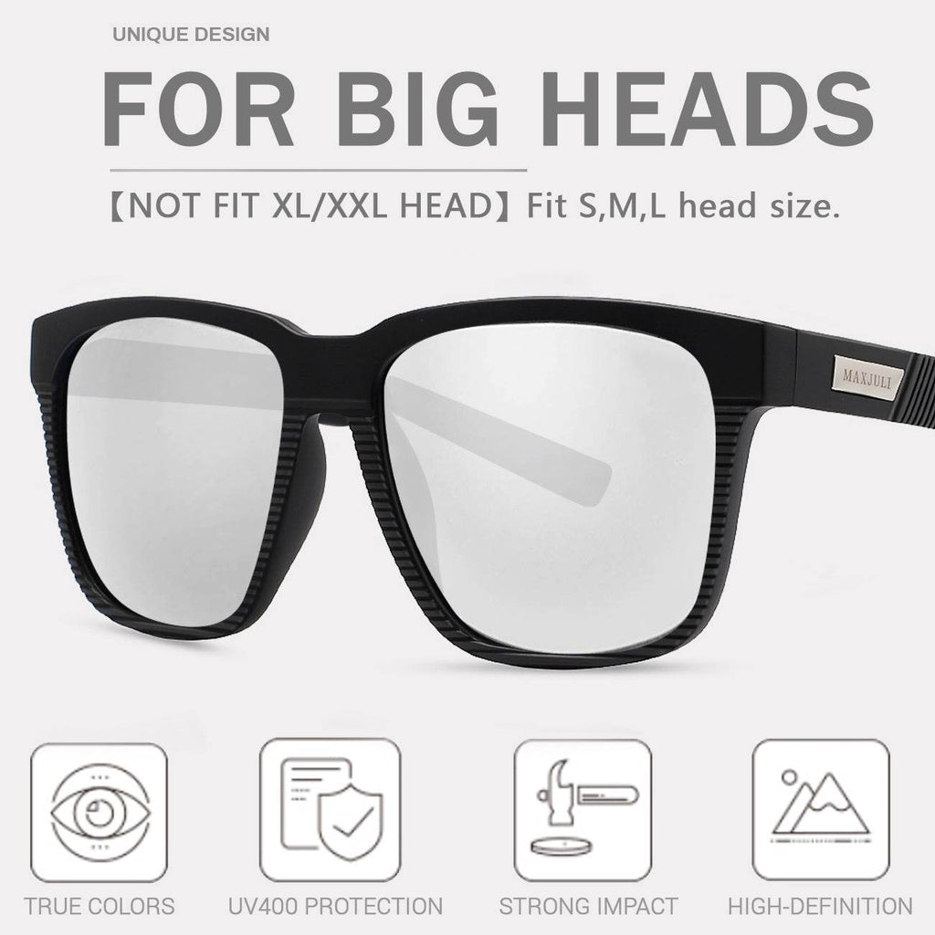 MAXJULI Polarized Sunglasses for Big Heads Men Women (not fit xl size